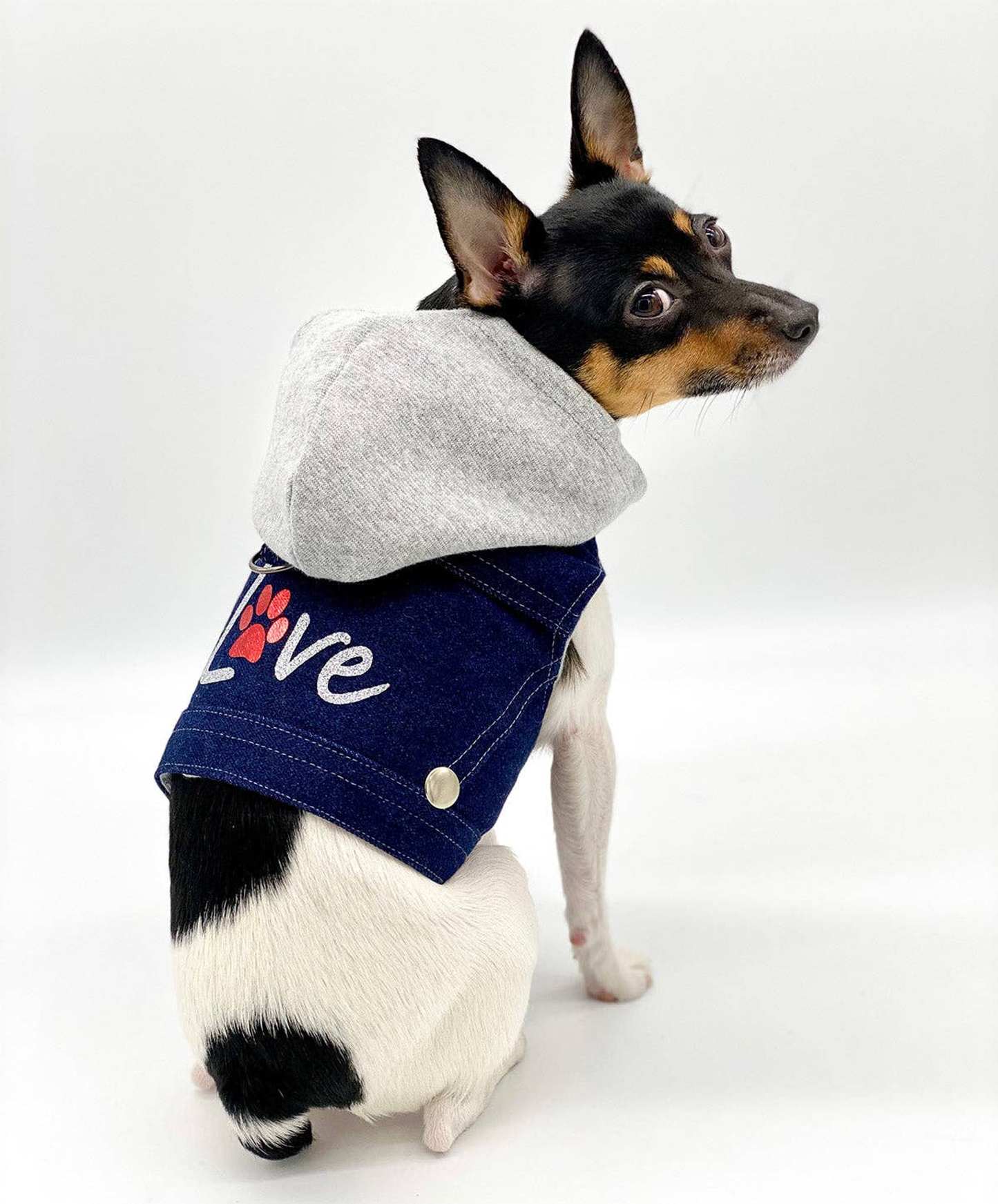 Denim Hoodie "Love" Harness Vest