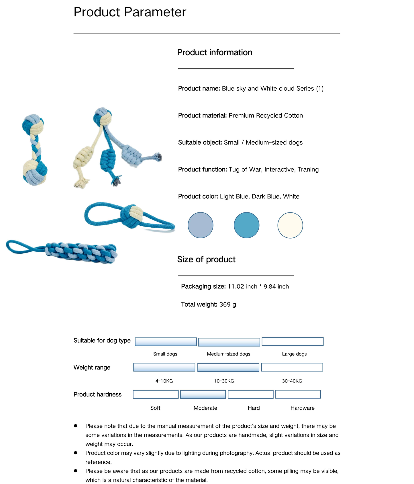 CSCORD - Eco-friendly Blue and White Rope Toys