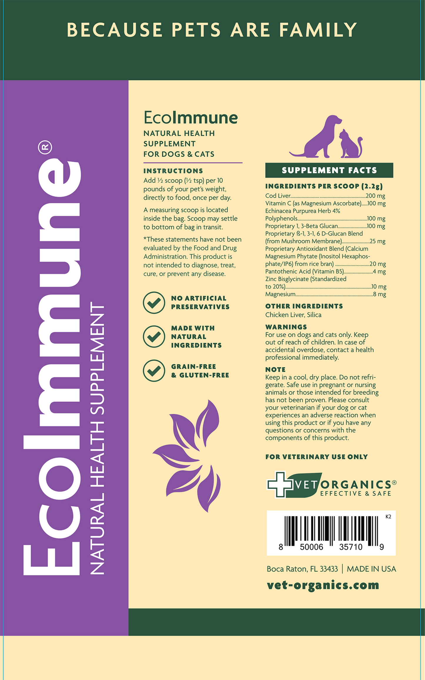 EcoImmune Immune Support & Booster Supplement for Dogs & Cats