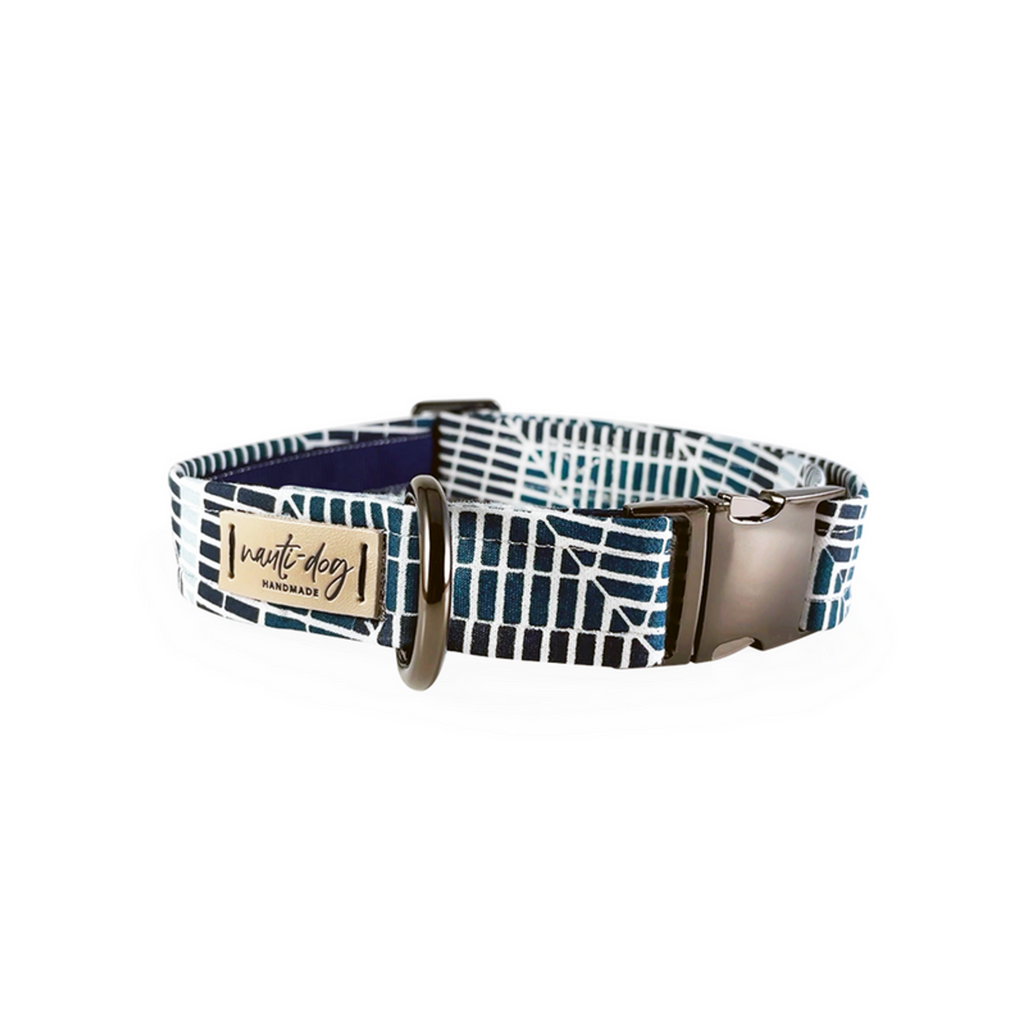 Cabana Mod Geometric Teal & Navy Buckle Dog Collar - Pack Of: 1