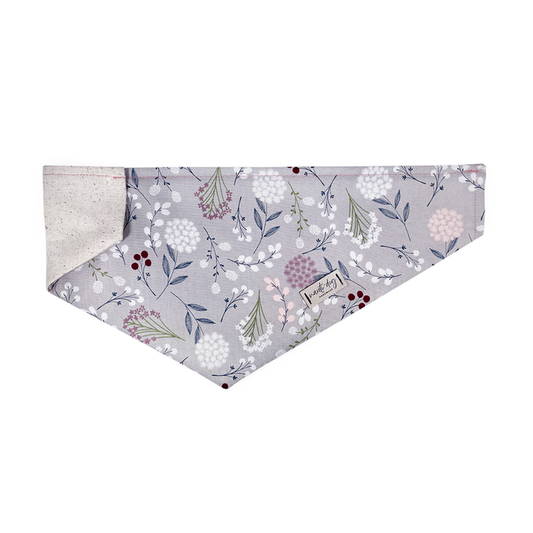 Elderberry Silver Fall Mod Floral Over-the-collar Dog Bandana