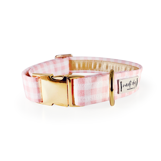 Gingham Pink Summer Plaid Check Buckle Dog Collar - Pack Of: 1 | Style: Buckle