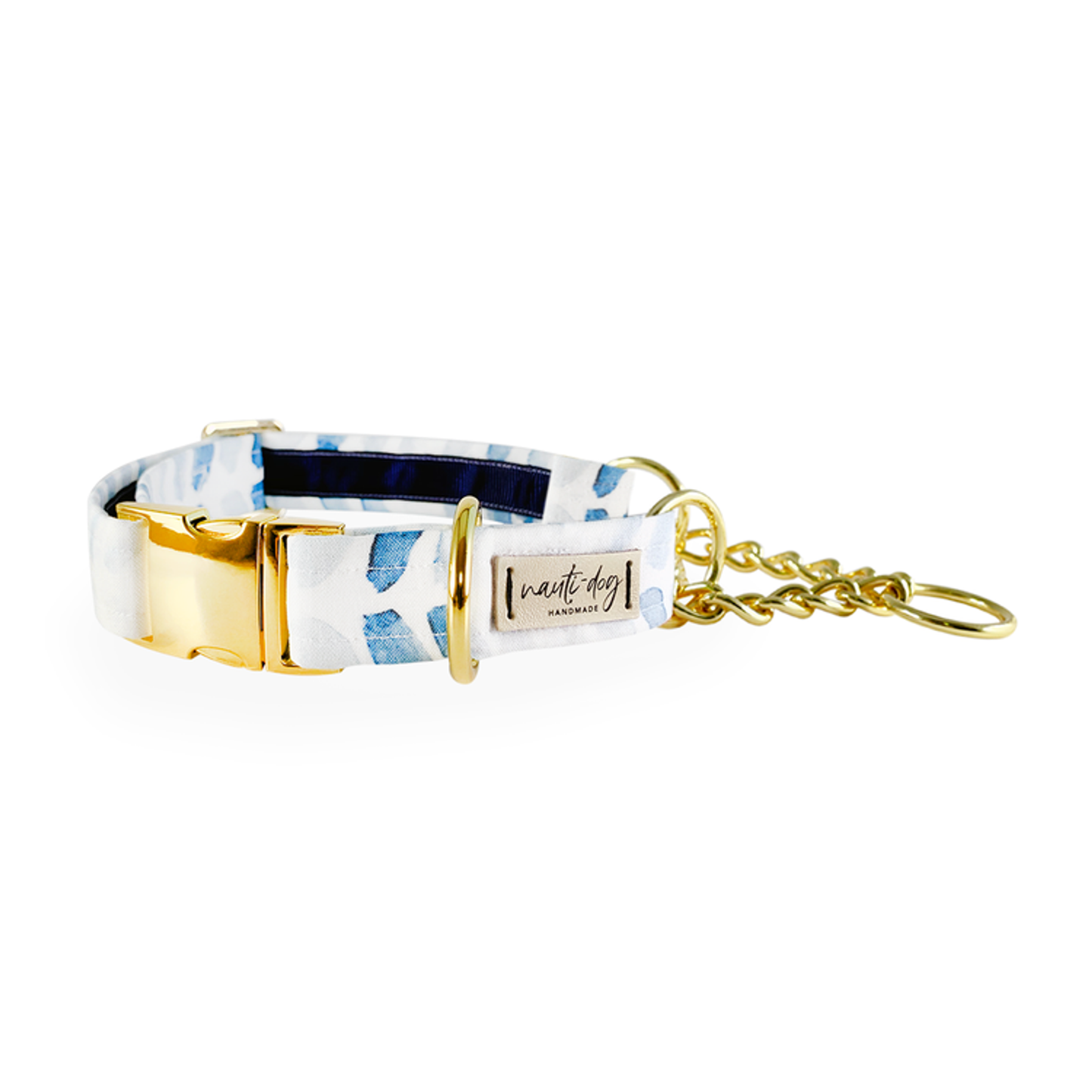 Raindrop Spring Watercolor Blue Herringbone Buckle Dog Collar - Pack Of: 1 | Style: Buckle