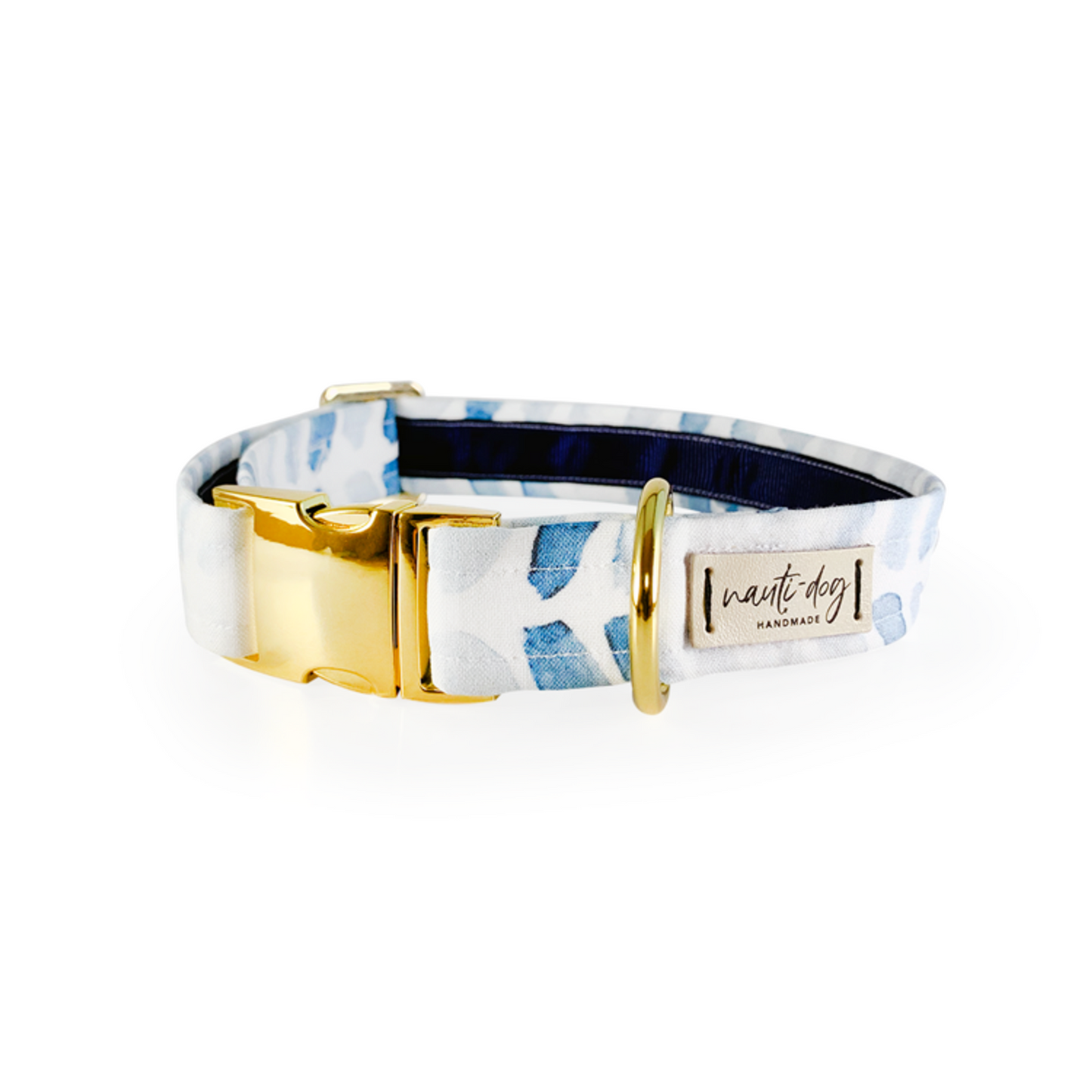 Raindrop Spring Watercolor Blue Herringbone Buckle Dog Collar - Pack Of: 1 | Style: Buckle