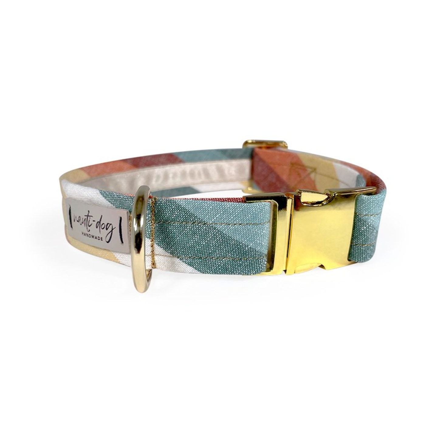 Sunset Retro-mod Stripe Linen Buckle Dog Collar - Pack Of: 1 | Style: Buckle