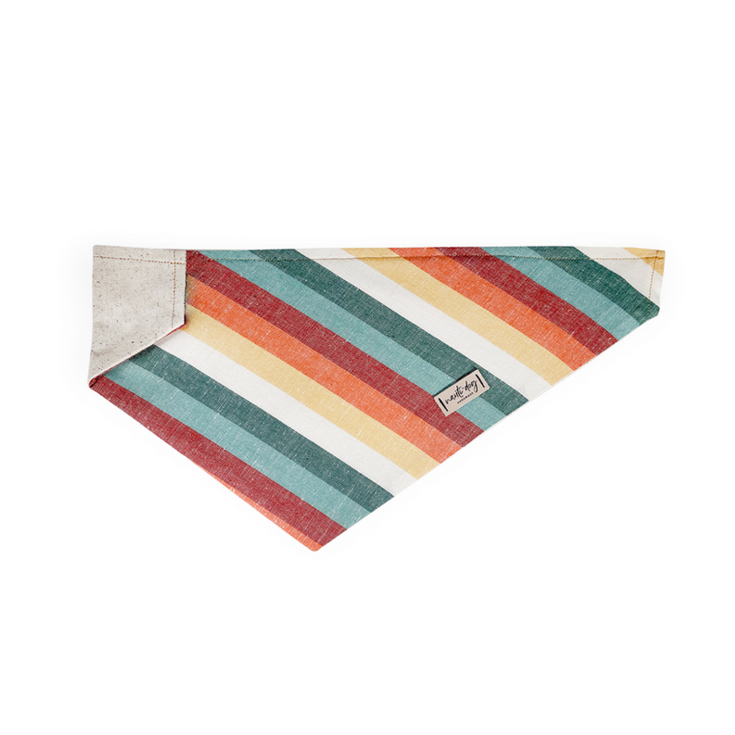 Sunset Retro-mod Stripe Linen Over-the-collar Dog Bandana