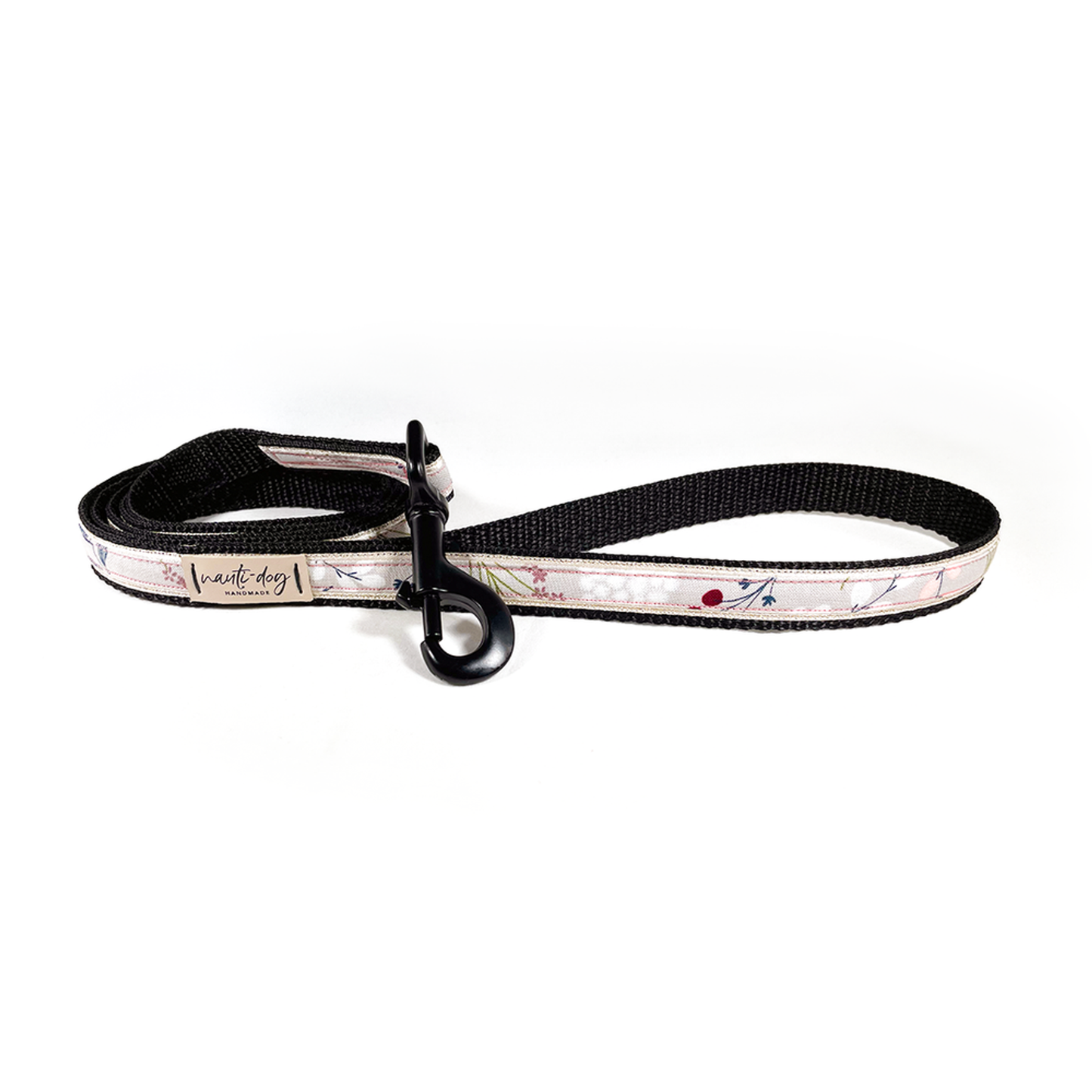 Elderberry Silver Fall Mod Floral Ribbon Dog Leash